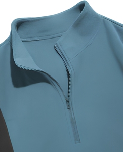 <b>Men's</b> Contrast Sleeve <b>Half</b> <b>Zip</b> Fleece Pullover 100% Cotton Eco-Friendly Breathable Long Sleeve Casual Winter <b>Sweatshirt</b> - Product Image 5