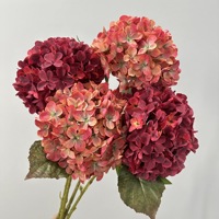 Bunga Buatan Warna Musim Gugur Kelas Atas Desain 216 Kelopak Hydrangea Palsu Elegan untuk Vas Rumah Dekorasi Rangkaian Bunga Pernikahan