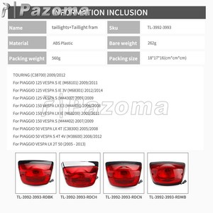 Fanale posteriore moto fanale posteriore per PIAGGIO 50 <span class=keywords><strong>125</strong></span> 150 <span class=keywords><strong>LX</strong></span> S 4T 4V 2005-2014 12v rosso freno Stop fanale posteriore luci - Product Image 5
