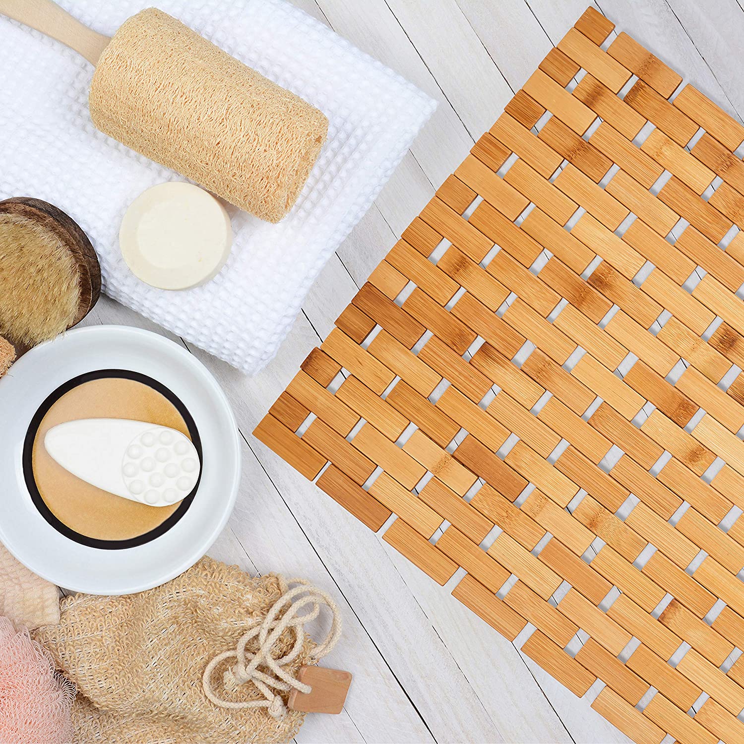 Combohome влагостойкий Натуральный Бамбуковый напольный коврик для ванной и душа
