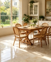 Carrelage en porcelaine poli brillant effet marbre crème 60x120cm, haute dureté, anti-salissure, pour murs et sols