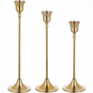 3件套金属复古烛台锥形蜡烛茶灯长座古典教堂奉献桌摆件架
