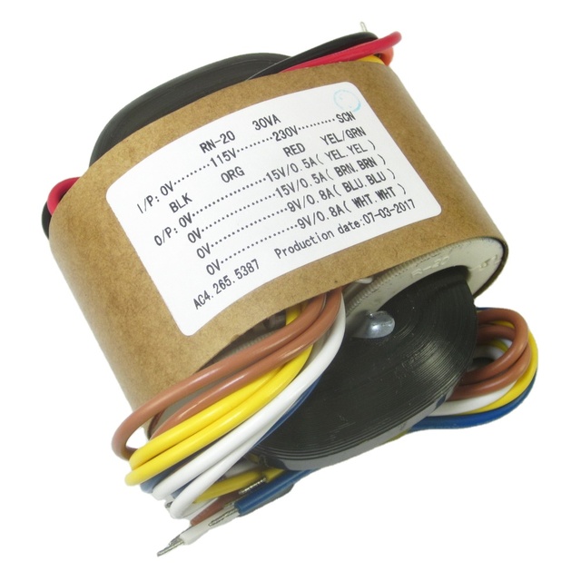 PACKBOX Transformador De Corrente R Type Power Transformer 30W 15V  2  9V  2 R Cattle Audio Transformer Copper Wire 115-230V
