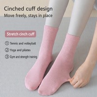 Chaussettes de yoga et de Pilates sans couture antidérapantes mi-mollet pour femmes, faible MOQ, printemps-été, fitness, sport professionnel, en coton