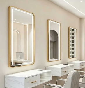 Support de miroir pour salon de coiffure Deauty avec éclairage intégré, miroir mural exclusif pour salon de coiffure - Product Image 4