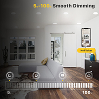 Plafonnier LED encastré ultra-plat rond de 6 pouces, 12W, 5CCT, à économie d'énergie, sans scintillement, dimmable, certifié Energy Star ETL