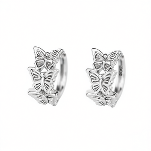 E3498 Orecchini a polsino a forma di farfalla in oro bianco, gioielli raffinati e carini unisex - Product Image 1