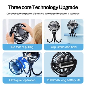 Mini ventilateur de table portatif à piles pour poussette, flexible, pliable, personnel, pour bébé, en plastique, USB - Product Image 4