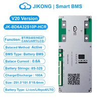JKBMS JK-BD6A32S10P Smart BMS PCBA 8S-32S 100A Kontinu 0.6A Penyeimbang Aktif LiFePO4 untuk RS485 CANBUS Energi Surya