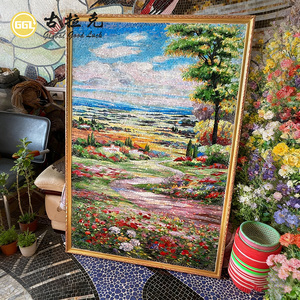 Arte Mural de Mosaico de <span class=keywords><strong>Vidrio</strong></span> Paisajístico Hecho a Mano, Pintura de Mosaico de <span class=keywords><strong>Vidrio</strong></span> Enmarcada para Decoración de Paredes Interiores - Product Image 4
