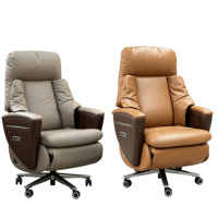 Fauteuil de Direction Électrique en Alliage d'Aluminium et Cuir Véritable, Chaise de Bureau et de Gaming Inclinable Intelligente à Dissipation Thermique, Style Moderne et Minimaliste