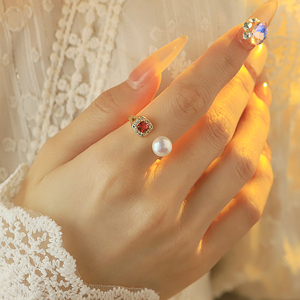 Anillo Abierto de Circonita Cuadrada <span class=keywords><strong>para</strong></span> Mujer, Anillo Chapado en Oro de 18K, Joyería Vintage GR0430 - Product Image 6