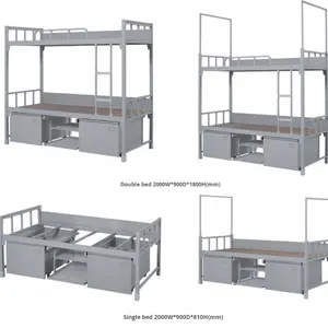 Modernes Studentenwohnheim-Bett mit Stauraum Doppelstöckiges Eisenrahmen-Etagenbett für Schulen Standard-Camp-Apartment-Wohnung - Product Image 5