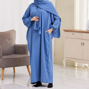 Abaya musulmane modeste d'hiver pour <span class=keywords><strong>femme</strong></span> Robe ethnique avec logo personnalisé et robe turban pour le Moyen-Orient - Product Image 6