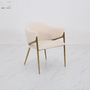 Avrupa tarzı yemek odası mobilya Cafe Modern lüks mutfak sandalyeleri paslanmaz çelik Boucle vurgu yemek sandalye ile altın bacak - Product Image 4