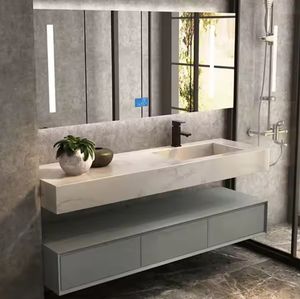 Meuble de salle de bain confortable avec plan de travail en granit, meuble de salle de bain complet et vasque - Product Image 6