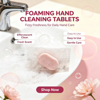 Tablettes effervescentes pour lavage des mains, parfum océan, écologiques, 4g, format voyage, recharge portable