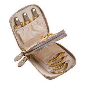 Double Zipper Leather Travel Jewelry Case Portable Multi-compartment Jewelry Storage Box <b>Mini</b> Necklace Earring Organizer <b>Pouch</b> - Product Image 3