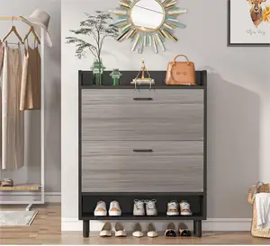 定制木制鞋柜，带大储物空间22双现代鞋架走廊家具柜，适合款式