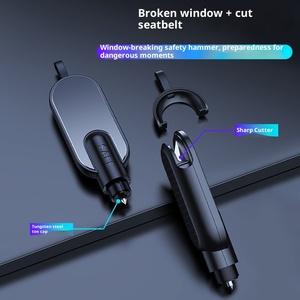 Martello di Emergenza Rompivetro per <span class=keywords><strong>Auto</strong></span>, Strumento di Sicurezza in Lega di Alluminio e ABS Nero, Dispositivo Multifunzione Leggero per Fuga e Salvataggio - Product Image 2