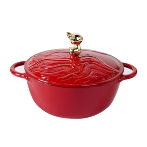 Marmite <span class=keywords><strong>en</strong></span> fonte émaillée gaufrée de 20 cm, élégante et multifonctionnelle, compatible induction, pour la cuisine domestique - Product Image 1