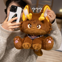 Boneka Kucing Jam Dua Dimensi, Isian Kapas PP, Bahan Plush Panjang 31-50cm, Bantal Anime Desain Lucu