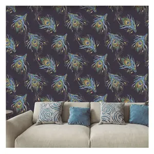 Peacock feather wallpaper designs Paper window film soundproof wall paper
