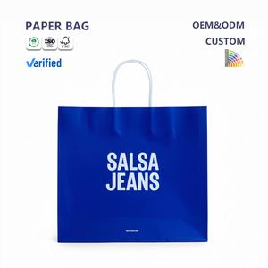 Sacs en papier kraft recyclables personnalisés en gros, style classique avec poignées, pour l'emballage de vêtements, impression de logo d'entreprise - Product Image 1