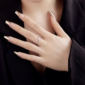 Dylam Stylish Design Women Fine Fashion Jewelry Rhodium Plated S925 <b>Silver</b> <b>Cross</b> Infinity 5A Diamond Zirconia Promise <b>Rings</b> - Product Image 3