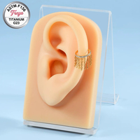 Anneau de nez en titane ASTM F136 16G avec chaîne à pampilles, piercing de septum, boucles d'oreilles créoles, bijoux pour hélix et lobe pour femmes et hommes