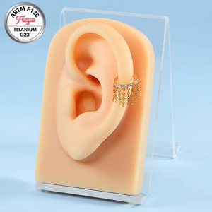 Pendientes de <span class=keywords><strong>Aro</strong></span> de Titanio ASTM F136 16G con Cadena de Borlas para Nariz, Septum, Hélix y Lóbulo, Joyería para Mujer y <span class=keywords><strong>Hombre</strong></span> - Product Image 4