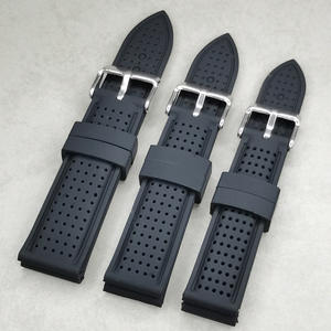 Upro Fashion <b>Black</b> Rubber Soft Silicone Adjustable <b>Watch</b> Band 20mm 22mm 24mm Replacement <b>Watch</b> Bands Men - Product Image 2