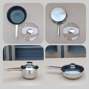 欧美现代时尚12件套不锈钢201炊具套装电磁炉燃气灶不粘涂层玻璃五层锅具 - Product Image 4