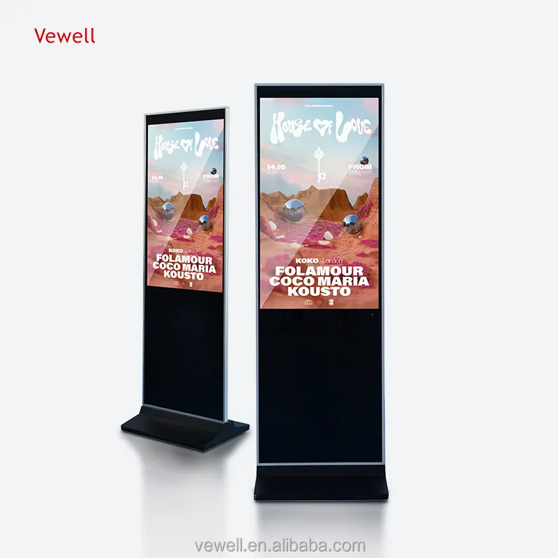 touch screen kiosk 50 55 65 75 86 inch 4K LCD floor standing display digital information kiosk advertising digital signage