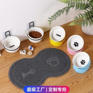 Bols muraux pour chats en céramique blanche, plat de nourrissage suspendu pour chats et petits chiens avec design anti-renversement - Product Image 4