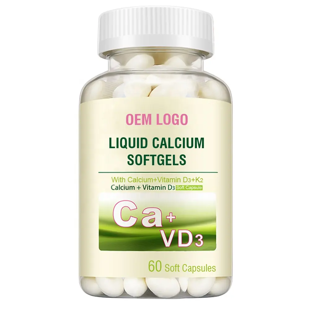 Vegan Glutenvrij Immuunsysteem Ondersteuning Bone Gezondheid 1150Mg Vloeibare Calcium En Vitamine D3 K2 Softgels Capsules