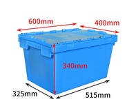 Caisse de stockage en plastique recyclable de grande taille et robuste, en matériau PP, boîte inclinée, paroi solide, couvercle, logistique, retournement, empilable