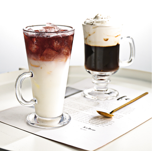 Tasses à café irlandais en <span class=keywords><strong>verre</strong></span> transparent avec anse et pied haut pour boissons chaudes/froides, design vintage, compatibles micro-ondes et lave-vaisselle - Product Image 3