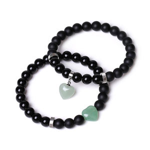 Ensemble de bijoux en pierre naturelle, agate, perles élastiques, bracelet de <span class=keywords><strong>distance</strong></span> pour couples, yoga, cœur, pour homme et femme, <span class=keywords><strong>cadeau</strong></span> de mariage, tendance - Product Image 4