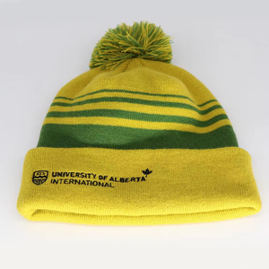 Conjunto de Gorro y Bufanda de Punto a Rayas, Accesorios de Invierno de Acrílico con Logotipo Bordado - Product Image 3