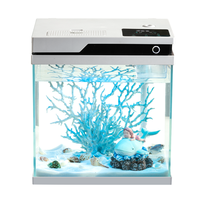 YEE réservoir de poissons d'alimentation automatique verre autonettoyant intelligent petit réservoir de poissons d'aquarium de bureau avec lampe