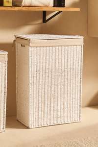 Cestini <span class=keywords><strong>portabiancheria</strong></span> pieghevoli in corda di carta intrecciata a mano con Organizer pieghevole con struttura in ferro ZH - Product Image 6