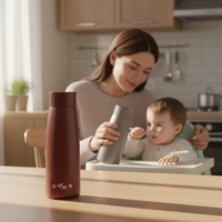 Chauffe-biberon portable 2-en-1 sans BPA à chauffage rapide 100°C, bouteille d'eau bouillante de voyage rechargeable pour bébé
