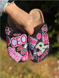 Pink Customization Patchwork Slippers With Buckle Decoration Open Toe Style All Seasons Wear - Product Image 5