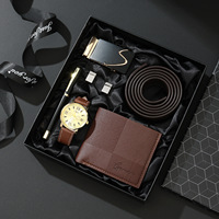 Coffret cadeau montre-portefeuille pour la fête des pères pour hommes avec stylo à logo personnalisé, matériau PU, mouvement à quartz - Produit promotionnel