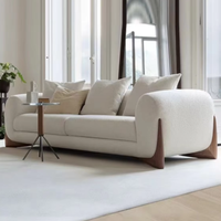 Sofá Seccional en Forma de L de Lujo Nórdico Teddy Loveseat, Tapizado en Tela Sherpa Boucle Moderna, Patas de Madera, Muebles para el Hogar, Apartamento, Hotel