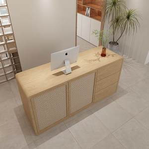 Mostrador de cajero de ratán Wabi-Sabi de estilo japonés, mostrador de recepción, <span class=keywords><strong>casa</strong></span> de té, salón de belleza, Yoga, estudio, Bar, escritorio de recolección de orejas de viento - Product Image 2