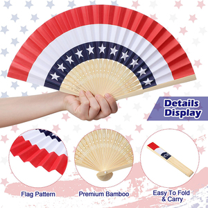 Regalo de fiesta del Día DE LA Independencia <span class=keywords><strong>Bandera</strong></span> Patriótica con lentejuelas de estrellas Abanico de mano Artesanía de bambú de verano Animal floral adornado para el Día DE LOS Caídos - Product Image 4