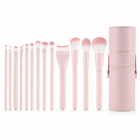 Lot de 13 pinceaux de maquillage professionnels pour les yeux et le visage, poils synthétiques doux, tube en aluminium, manche en plastique