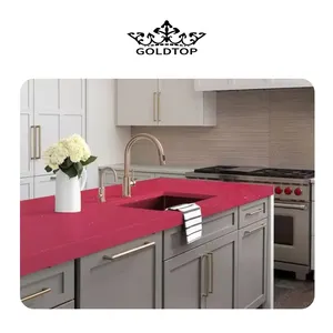 Goldtop OEM/ODM quartzo Đỏ quarzo 1010 lấp lánh màu Đỏ Nhân Tạo thạch anh cho bàn Vanity Tops